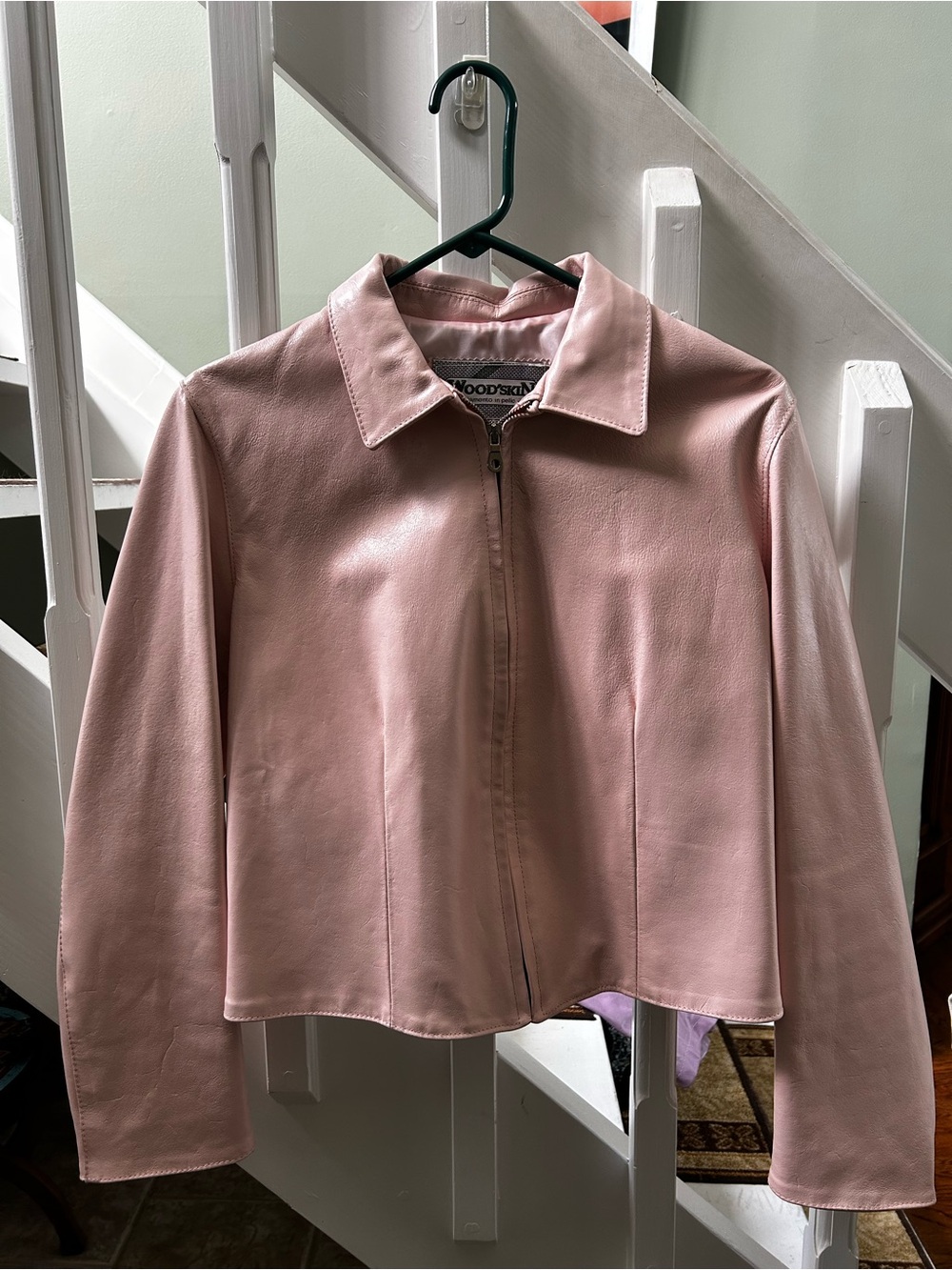 Classic Blush Leather Zip Jacket by